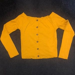 Women’s off the shoulder yellow fall shirt